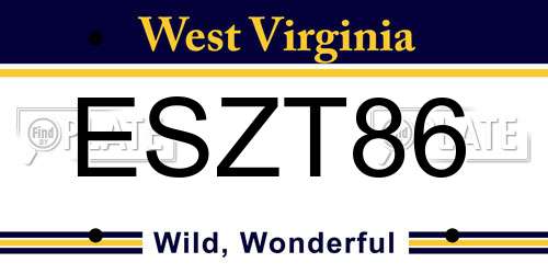 ESZT86 West Virginia License Plate