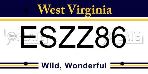 ESZZ86 West Virginia License Plate