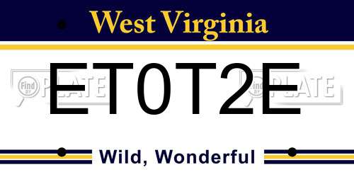 ET0T2E West Virginia License Plate