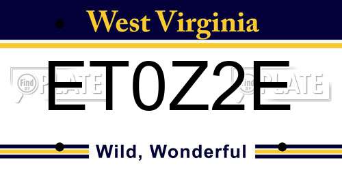 ET0Z2E West Virginia License Plate