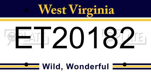 ET20182 West Virginia License Plate