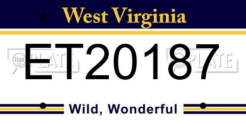 ET20187 West Virginia License Plate