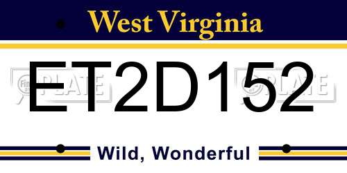 ET2D152 West Virginia License Plate