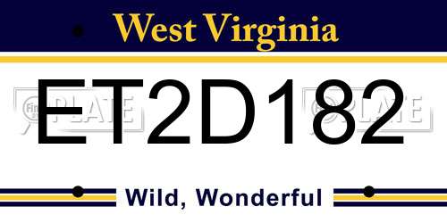 ET2D182 West Virginia License Plate