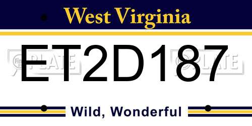 ET2D187 West Virginia License Plate