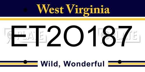 ET2O187 West Virginia License Plate