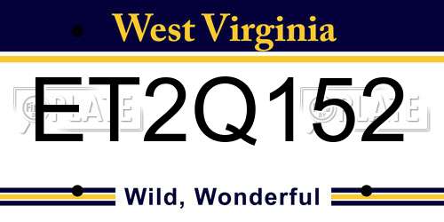ET2Q152 West Virginia License Plate