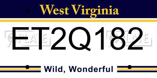 ET2Q182 West Virginia License Plate