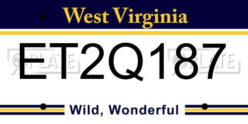 ET2Q187 West Virginia License Plate