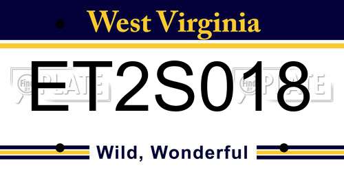 ET2S018 West Virginia License Plate