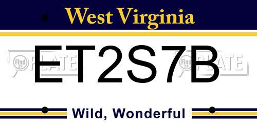 ET2S7B West Virginia License Plate