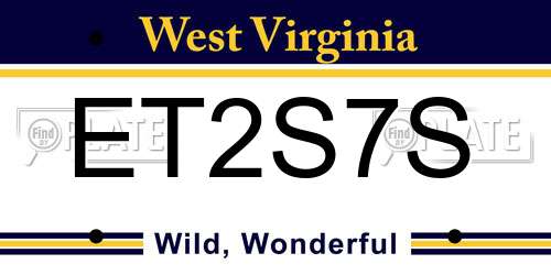 ET2S7S West Virginia License Plate