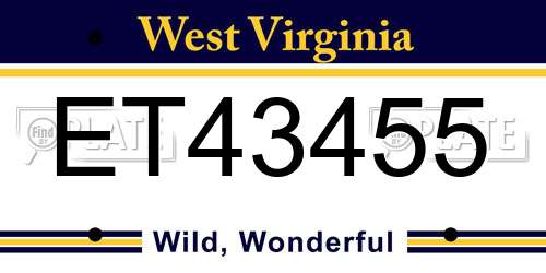 ET43455 West Virginia License Plate