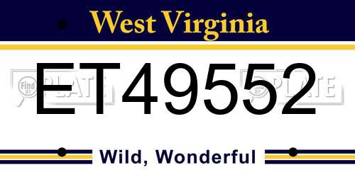ET49552 West Virginia License Plate