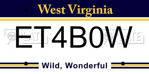 ET4B0W West Virginia License Plate