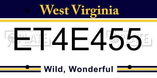 ET4E455 West Virginia License Plate