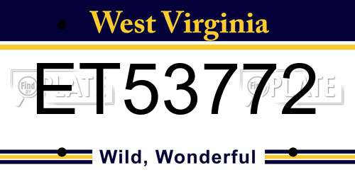 ET53772 West Virginia License Plate