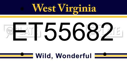 ET55682 West Virginia License Plate