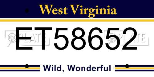 ET58652 West Virginia License Plate
