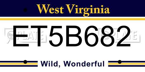 ET5B682 West Virginia License Plate