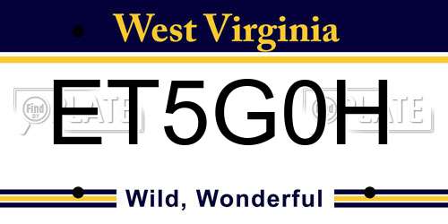 ET5G0H West Virginia License Plate