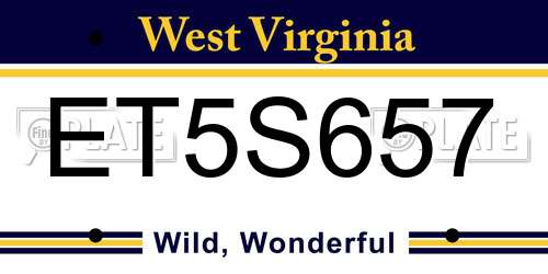ET5S657 West Virginia License Plate