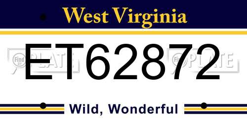 ET62872 West Virginia License Plate