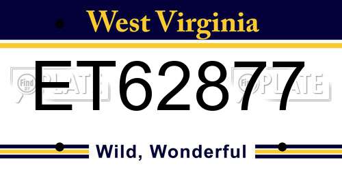 ET62877 West Virginia License Plate