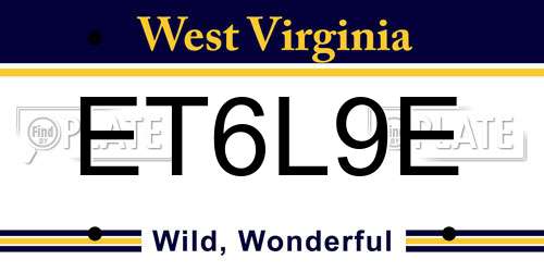 ET6L9E West Virginia License Plate