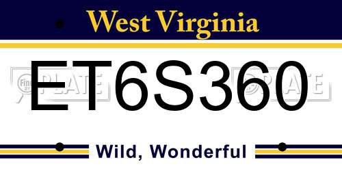 ET6S360 West Virginia License Plate