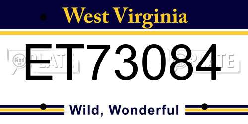 ET73084 West Virginia License Plate