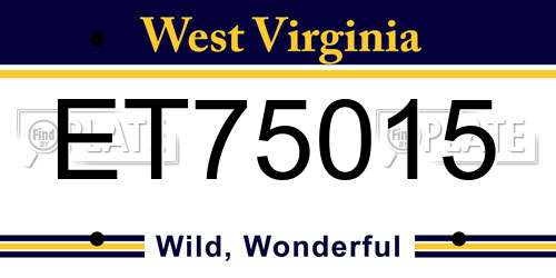 ET75015 West Virginia License Plate
