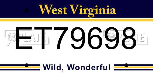 ET79698 West Virginia License Plate