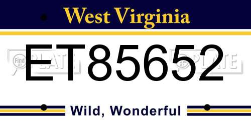 ET85652 West Virginia License Plate