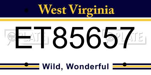 ET85657 West Virginia License Plate