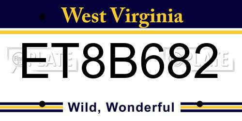 ET8B682 West Virginia License Plate
