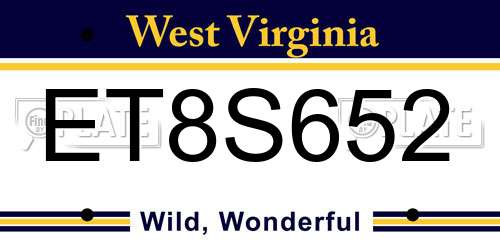 ET8S652 West Virginia License Plate