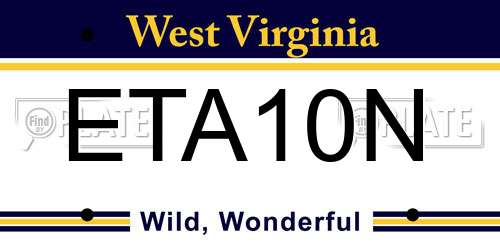 ETA10N West Virginia License Plate