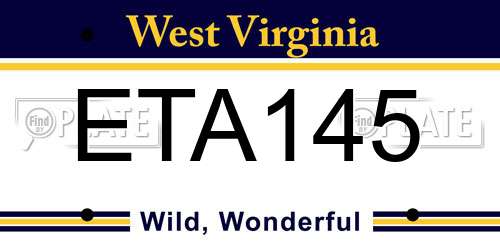 ETA145 West Virginia License Plate
