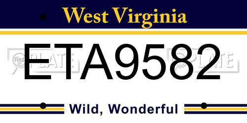 ETA9582 West Virginia License Plate