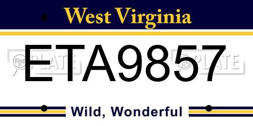 ETA9857 West Virginia License Plate