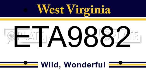ETA9882 West Virginia License Plate