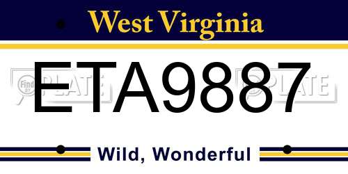 ETA9887 West Virginia License Plate