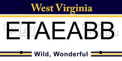 ETAEABB West Virginia License Plate