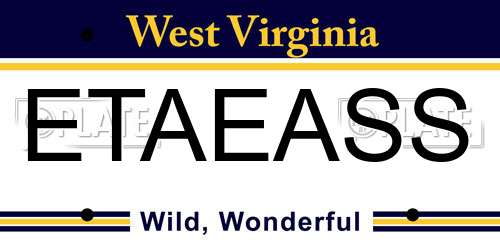 ETAEASS West Virginia License Plate