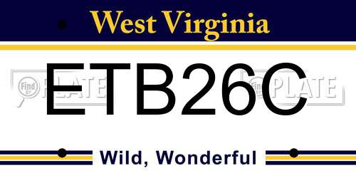ETB26C West Virginia License Plate