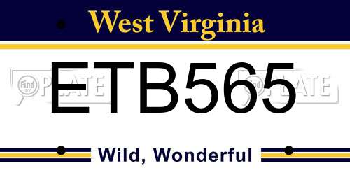 ETB565 West Virginia License Plate