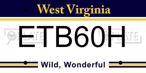 ETB60H West Virginia License Plate