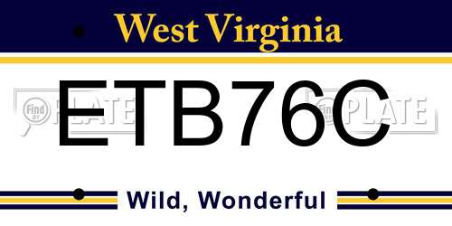 ETB76C West Virginia License Plate