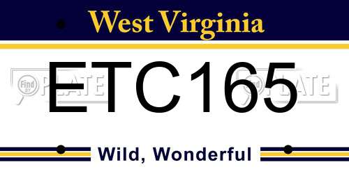 ETC165 West Virginia License Plate